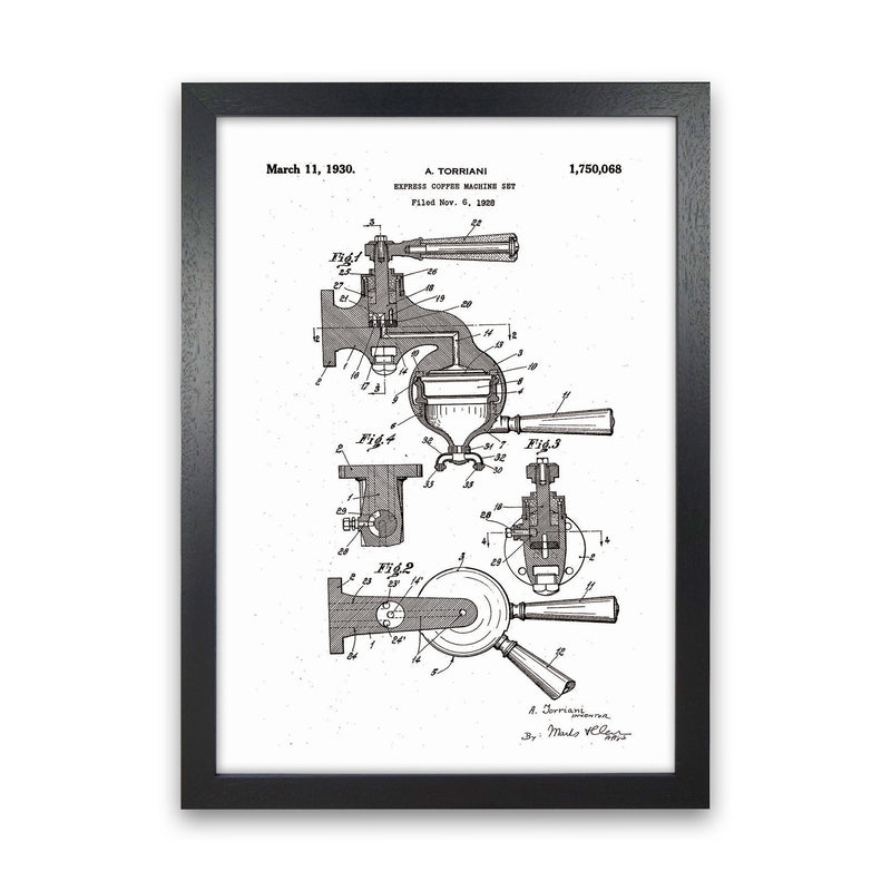 Espresso Coffee Machine Patent Art Print by Jason Stanley Black Grain