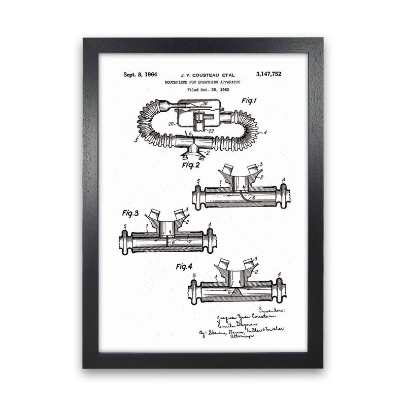 Diving Apparatus Patent Art Print by Jason Stanley Black Grain
