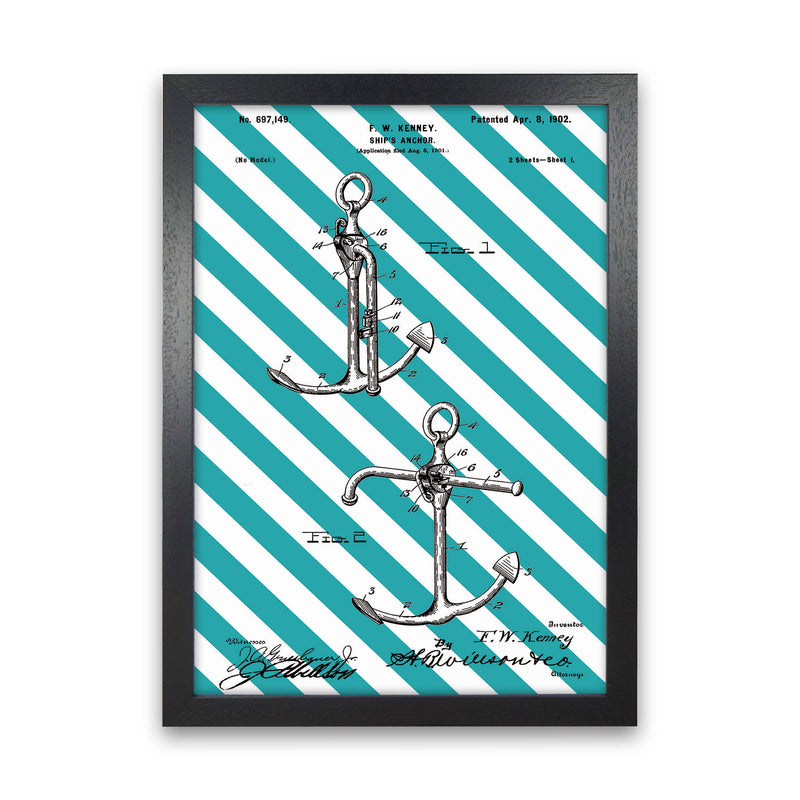 Anchor Patent Side Stripe Art Print by Jason Stanley Black Grain
