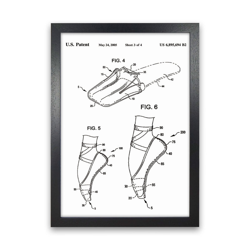 Ballet Slipper Patent Art Print by Jason Stanley Black Grain
