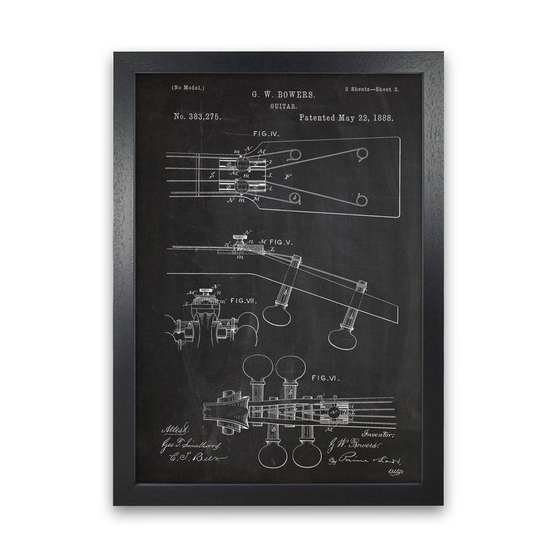 Guitar Neck Patent Art Print by Jason Stanley Black Grain