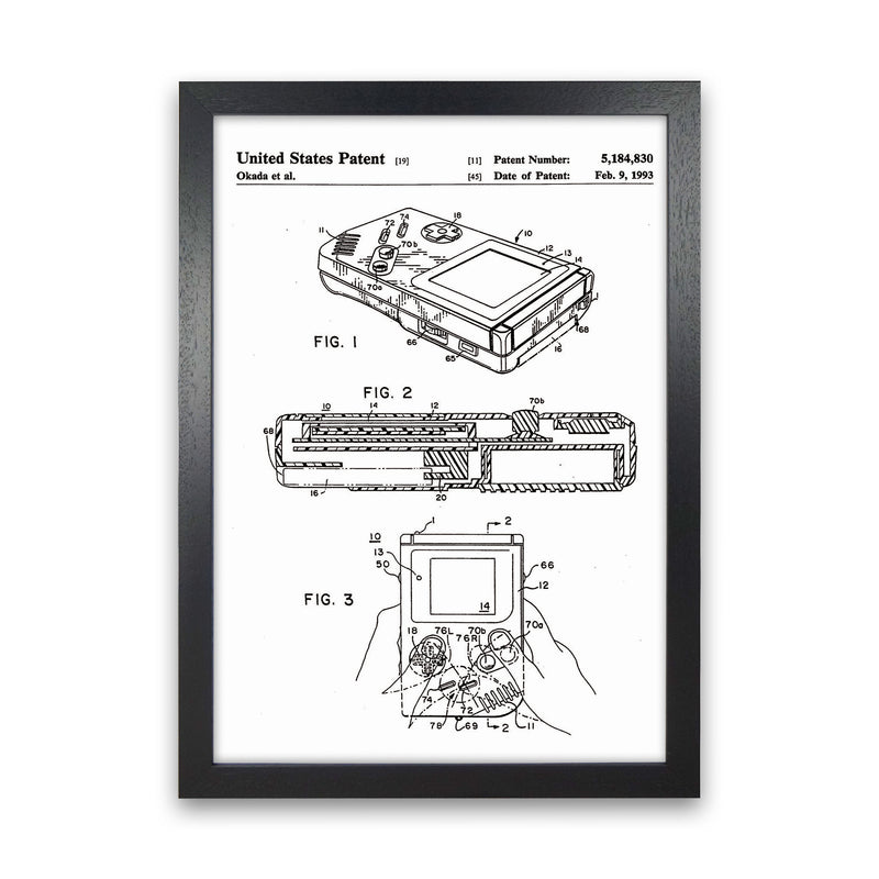 Gameboy Patent Art Print by Jason Stanley Black Grain