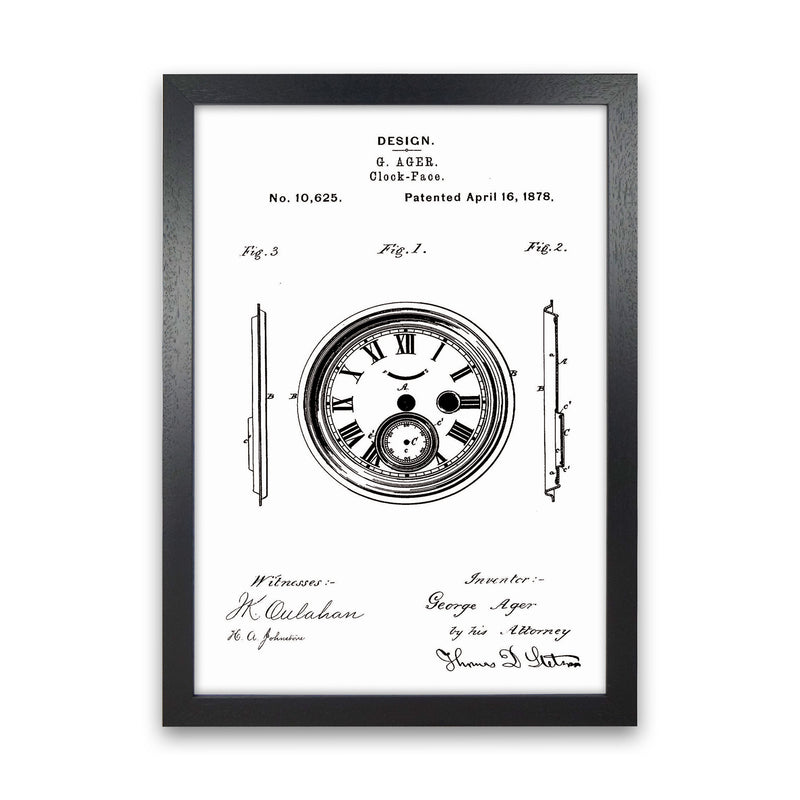 Clock Patent Art Print by Jason Stanley Black Grain