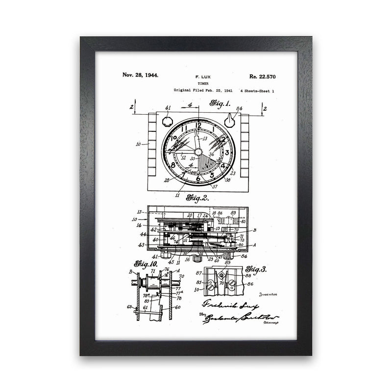Timer Patent Art Print by Jason Stanley Black Grain