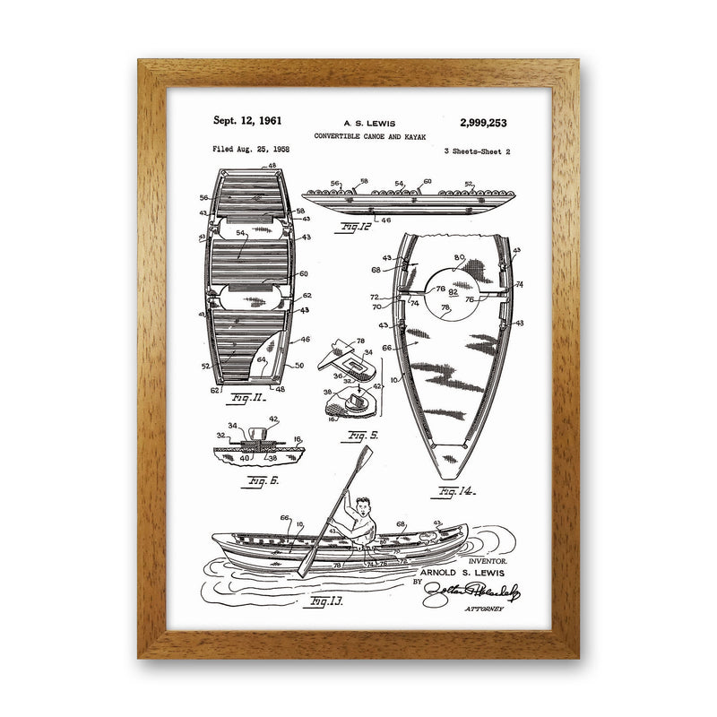 Canoe And Kayak Patent Art Print by Jason Stanley Oak Grain