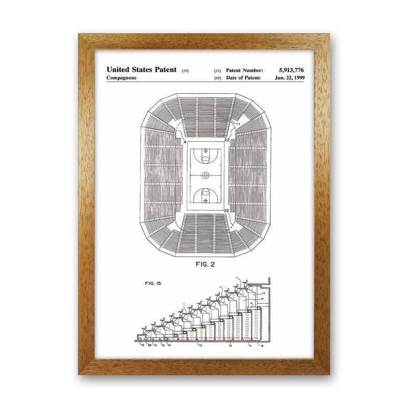 Basketball Court Patent Art Print by Jason Stanley Oak Grain