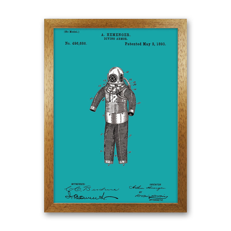 Diving Armor Patent Blue Art Print by Jason Stanley Oak Grain