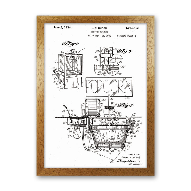 Popcorn Machine Patent 2 Art Print by Jason Stanley Oak Grain