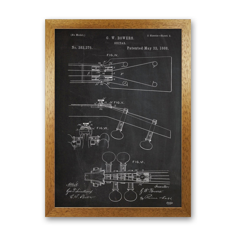 Guitar Neck Patent Art Print by Jason Stanley Oak Grain
