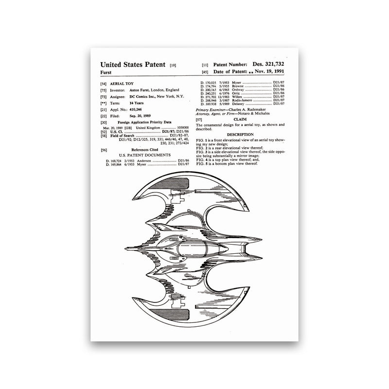 Batwing Patent Side View Art Print by Jason Stanley Print Only