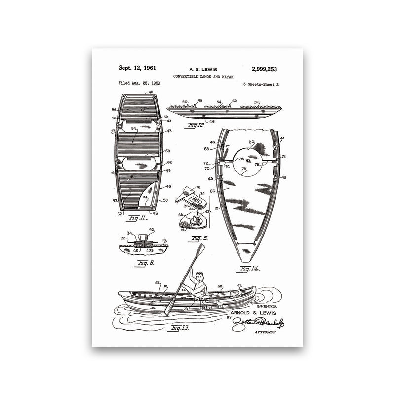 Canoe And Kayak Patent Art Print by Jason Stanley Print Only