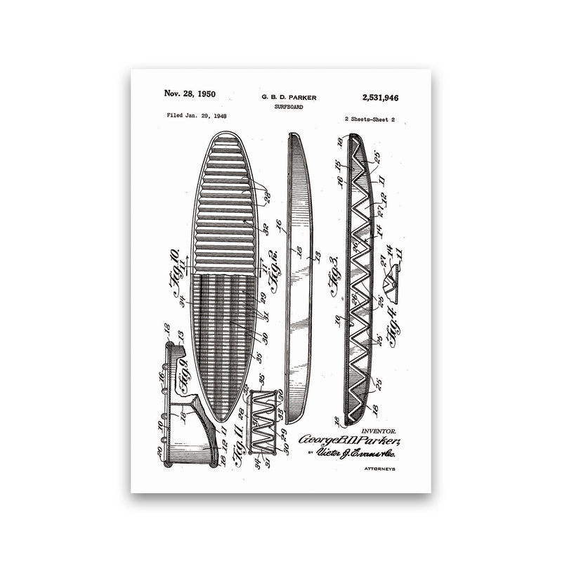 Surfboard Patent Design Art Print by Jason Stanley Print Only