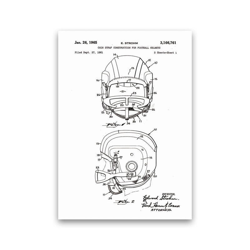 Football Helmet Patent 2 Art Print by Jason Stanley Print Only