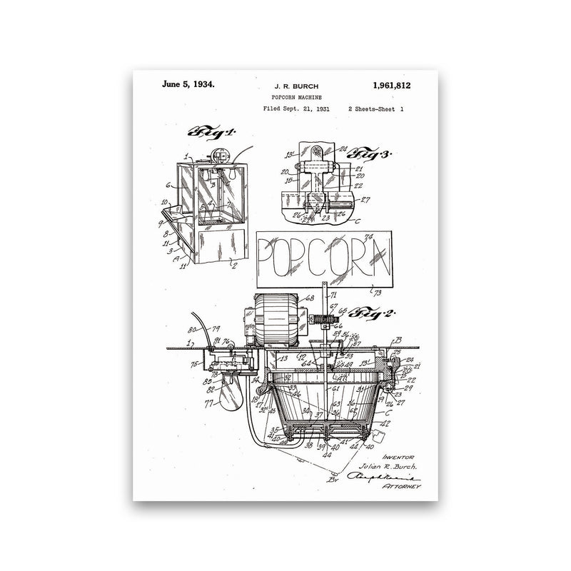 Popcorn Machine Patent 2 Art Print by Jason Stanley Print Only
