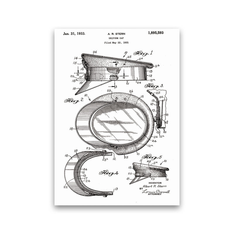 Police Man Hat Patent Art Print by Jason Stanley Print Only