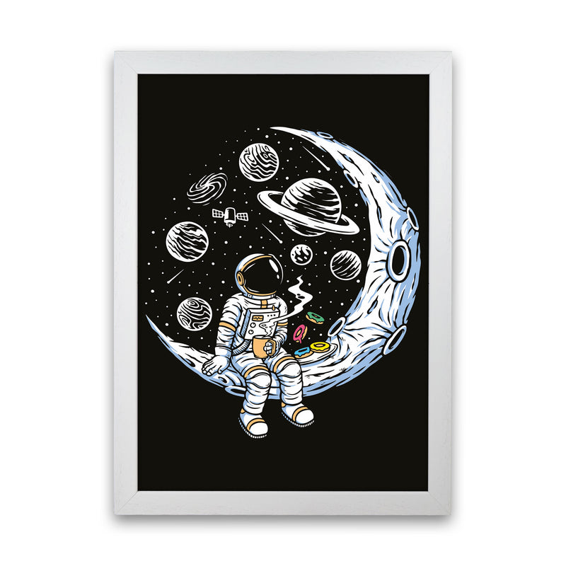 Coffee And Donuts On The Moon Art Print by Jason Stanley White Grain