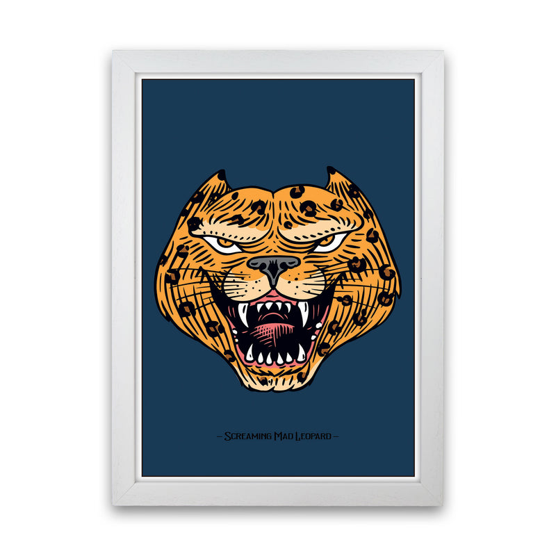 Screaming Mad Leopard Art Print by Jason Stanley White Grain