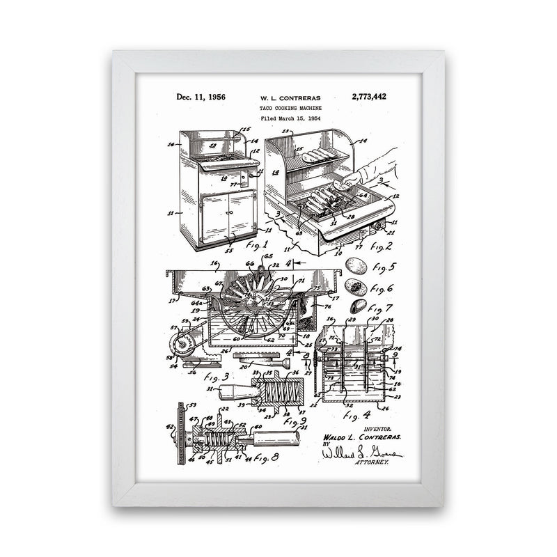 Taco Cooking Machine Patent Art Print by Jason Stanley White Grain