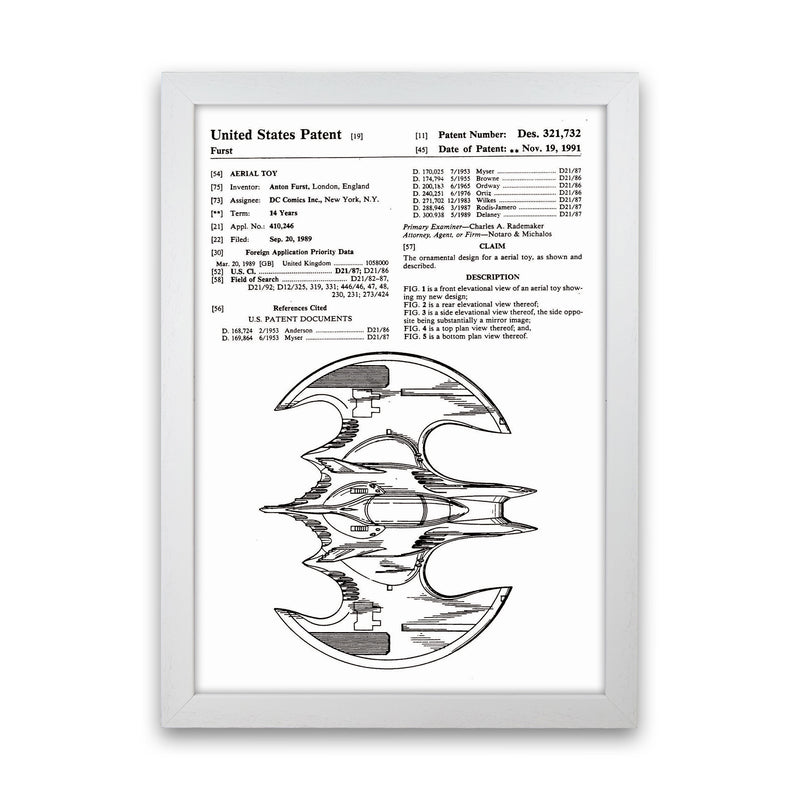 Batwing Patent Side View Art Print by Jason Stanley White Grain