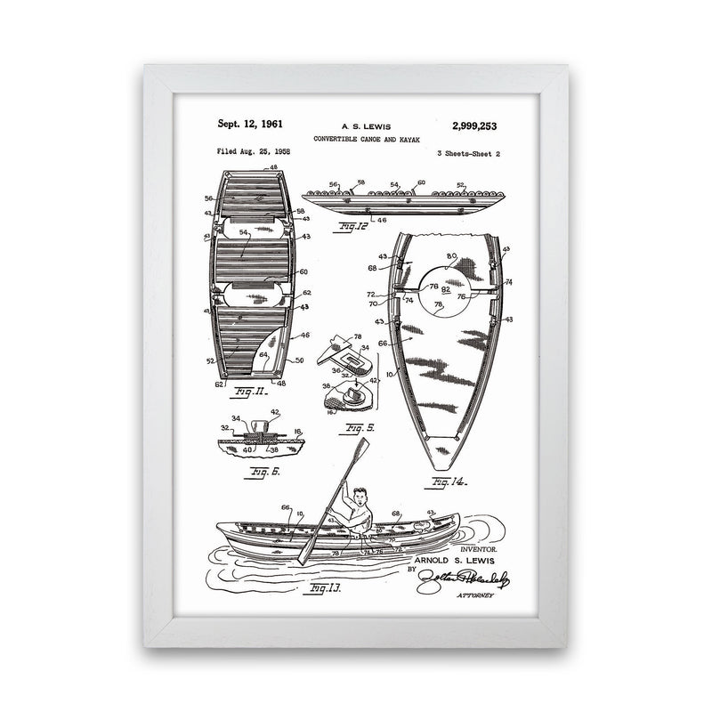 Canoe And Kayak Patent Art Print by Jason Stanley White Grain
