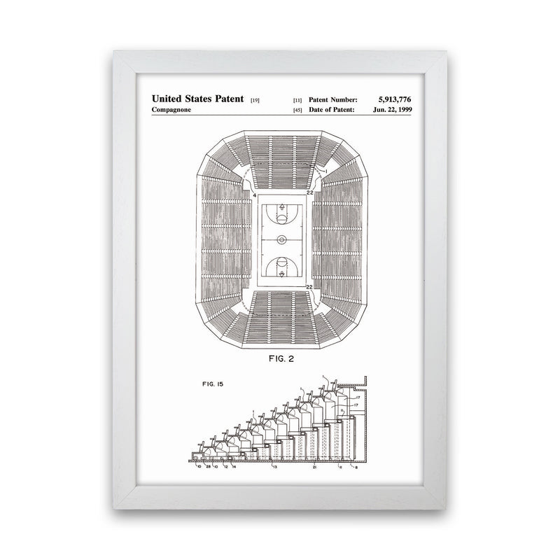 Basketball Court Patent Art Print by Jason Stanley White Grain