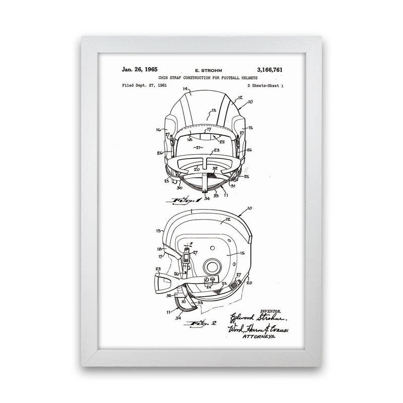 Football Helmet Patent 2 Art Print by Jason Stanley White Grain