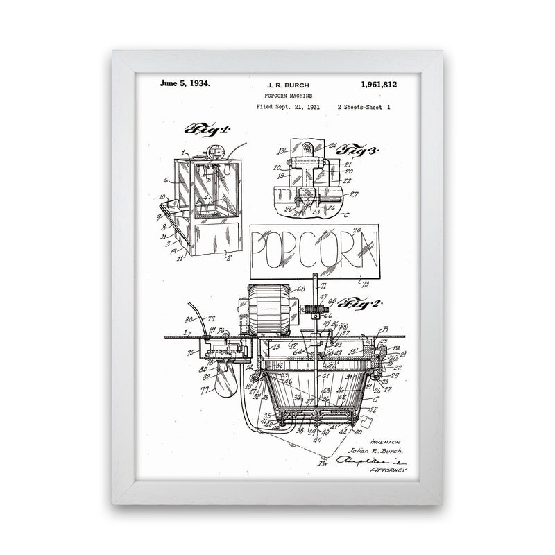Popcorn Machine Patent 2 Art Print by Jason Stanley White Grain