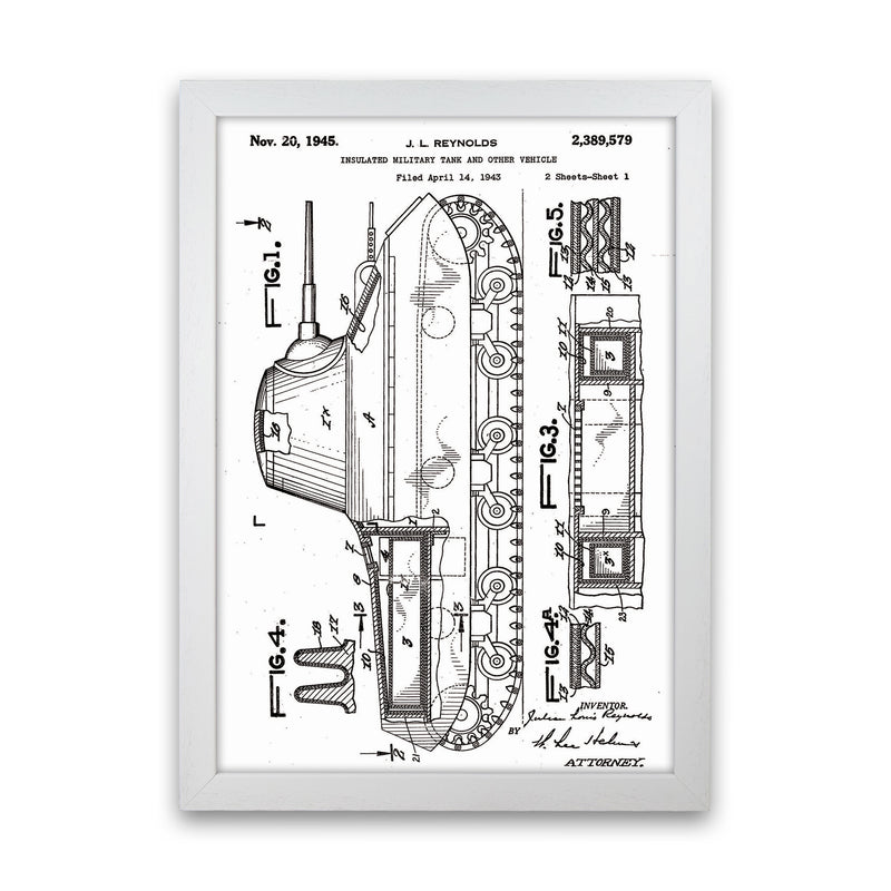 Military Tank 2 Patent Art Print by Jason Stanley White Grain