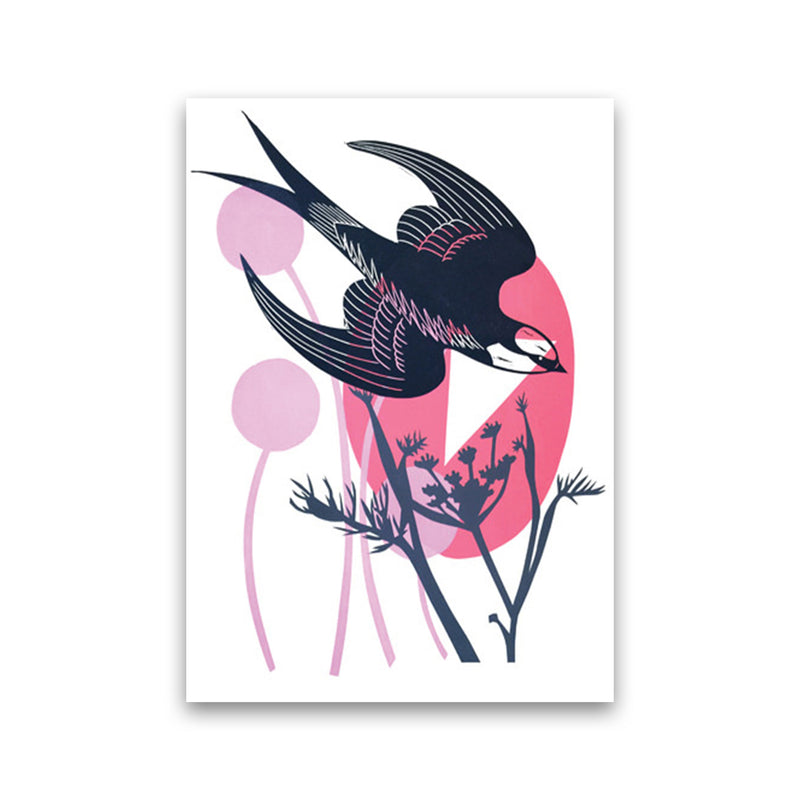 Swallow & Wild Fennel postcard Art Print by Kate Heiss Print Only