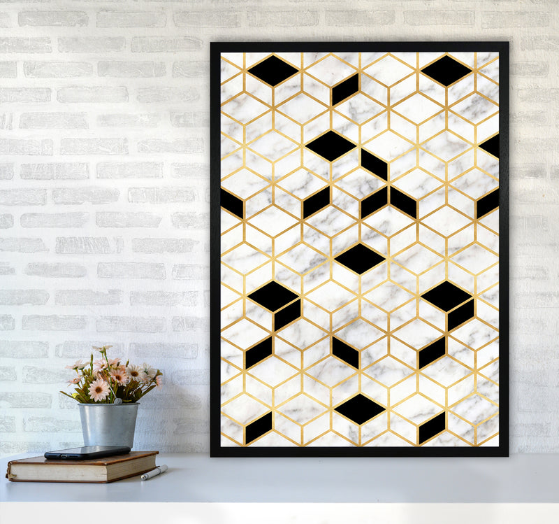 Marble Cubes Geometric Art Print by Kookiepixel A1 White Frame
