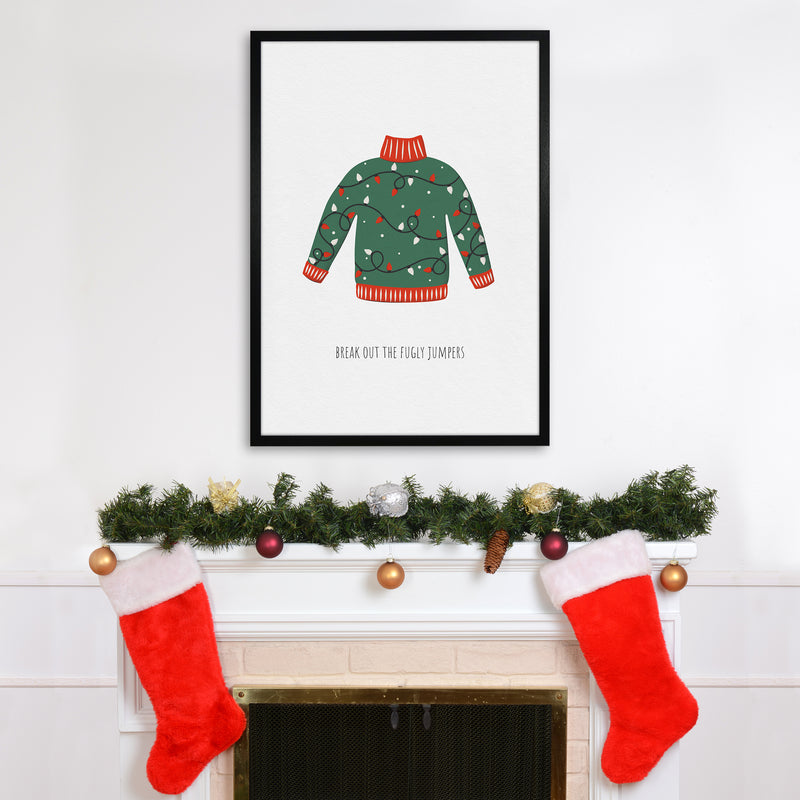 Fugly Jumpers Christmas Art Print by Kookiepixel A1 White Frame