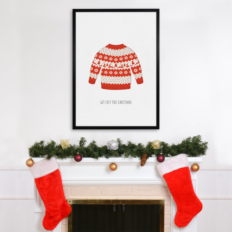 Get cozy Christmas Art Print by Kookiepixel A1 White Frame