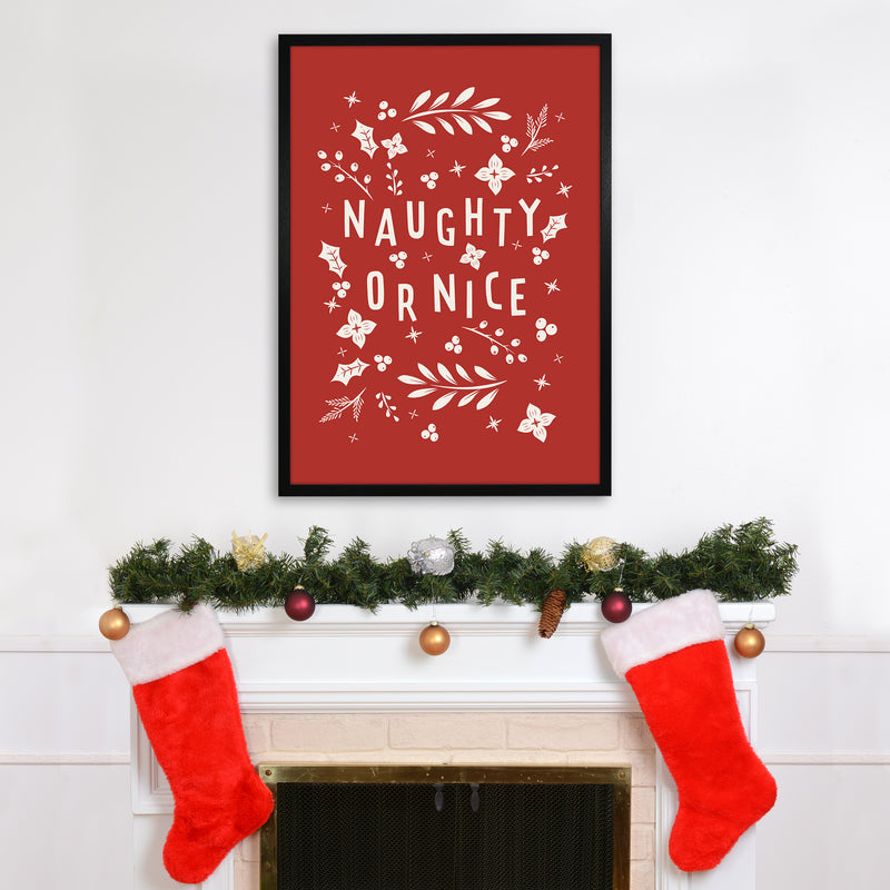 Naught or Nice Christmas Art Print by Kookiepixel A1 White Frame