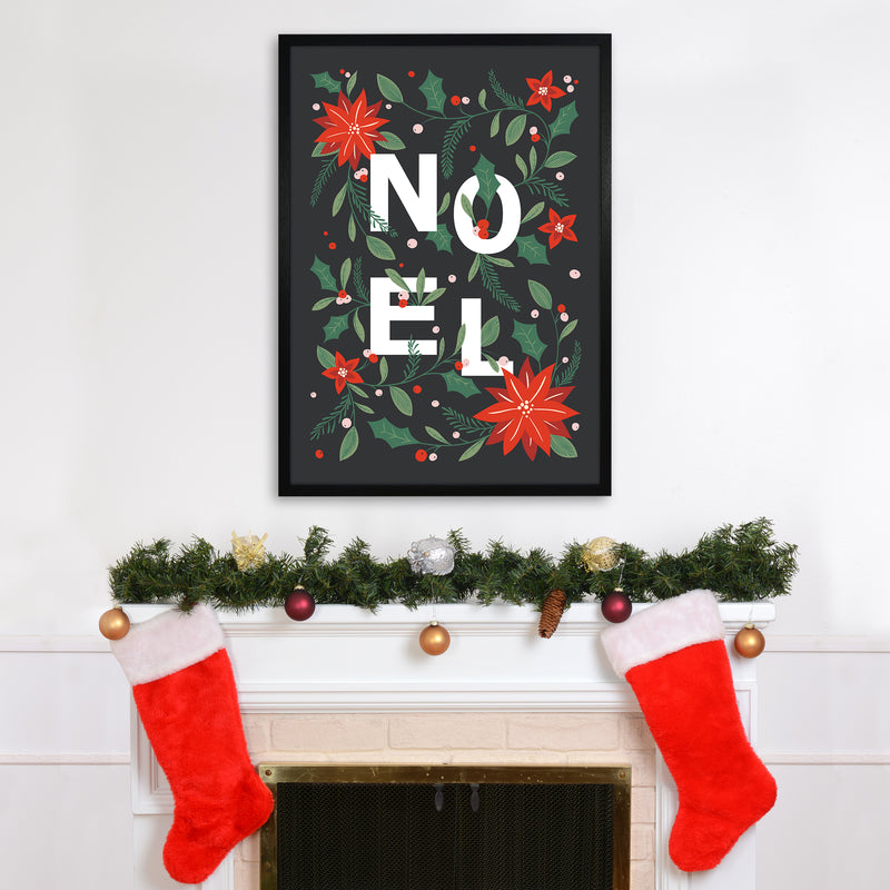 Noel Christmas Art Print by Kookiepixel A1 White Frame
