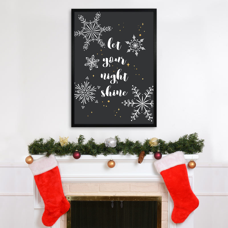 Shine Christmas Art Print by Kookiepixel A1 White Frame