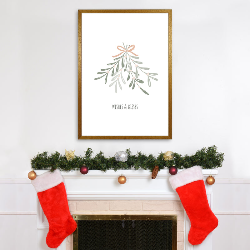 Wishes and kisses Christmas Art Print by Kookiepixel A1 Print Only
