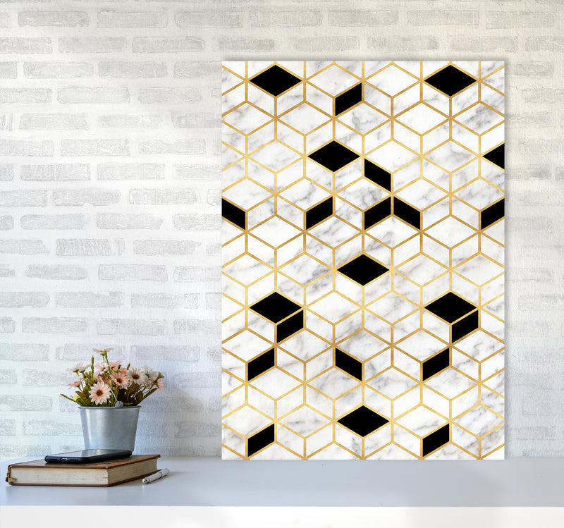 Marble Cubes Geometric Art Print by Kookiepixel A1 Black Frame