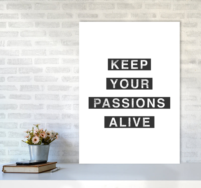 Passions Quote Art Print by Kookiepixel A1 Black Frame