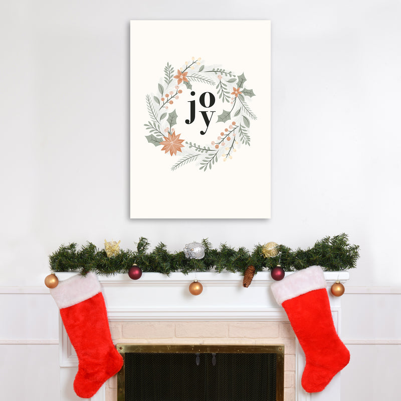 Joy Christmas wreath Christmas Art Print by Kookiepixel A1 Black Frame