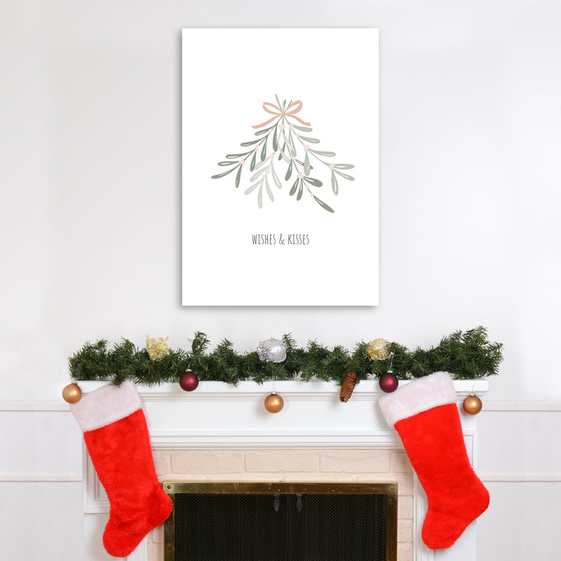Wishes and kisses Christmas Art Print by Kookiepixel A1 Black Frame
