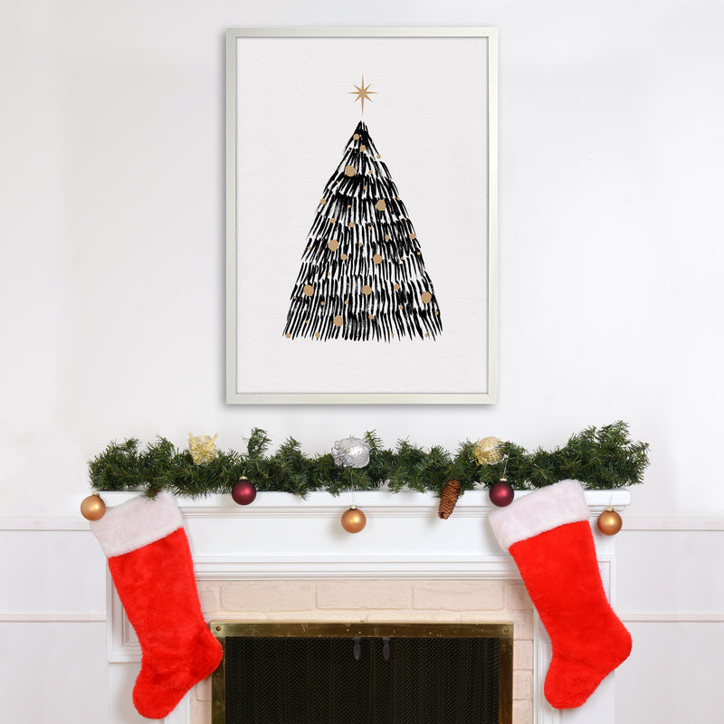 Christmas Tree Christmas Art Print by Kookiepixel A1 Oak Frame