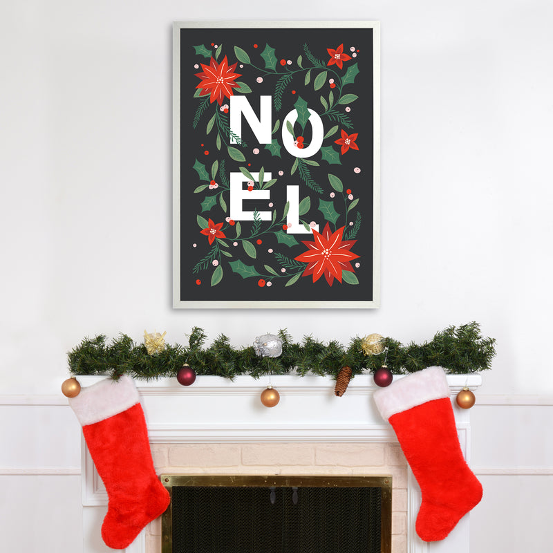 Noel Christmas Art Print by Kookiepixel A1 Oak Frame