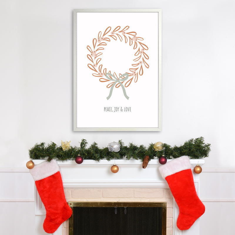 Peace joy love Christmas Art Print by Kookiepixel A1 Oak Frame