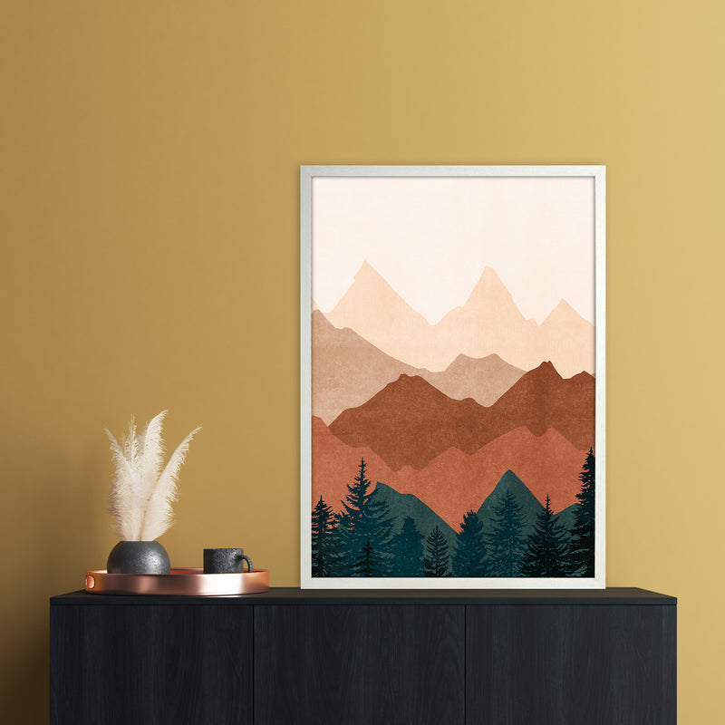 Sunset Peaks No 1 Landscape Art Print by Kookiepixel A1 Oak Frame
