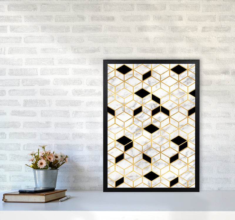 Marble Cubes Geometric Art Print by Kookiepixel A2 White Frame