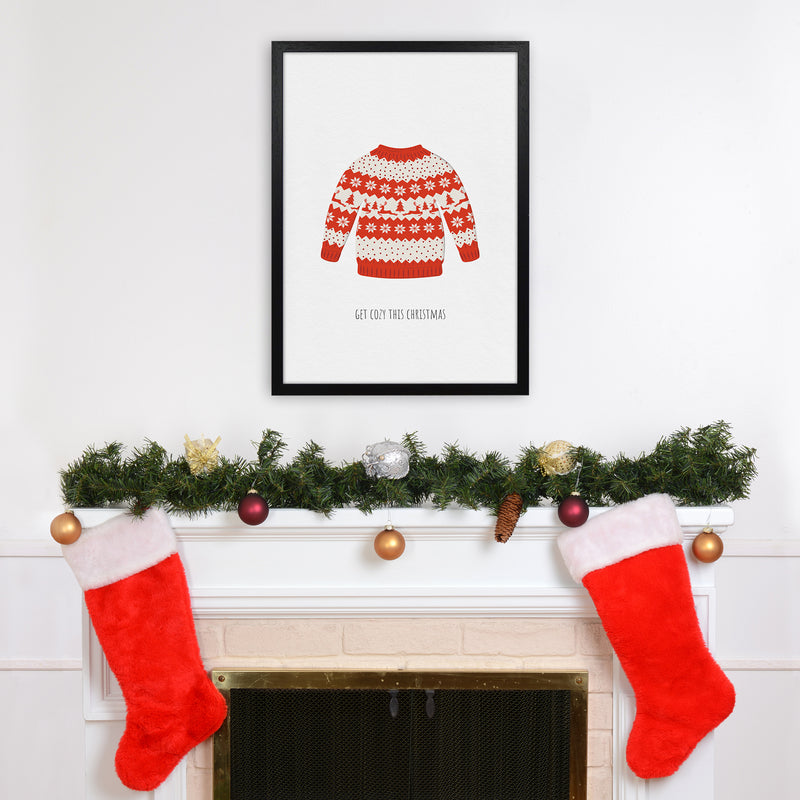 Get cozy Christmas Art Print by Kookiepixel A2 White Frame
