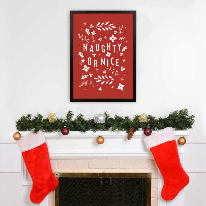 Naught or Nice Christmas Art Print by Kookiepixel A2 White Frame
