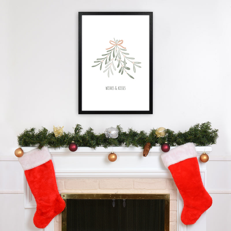 Wishes and kisses Christmas Art Print by Kookiepixel A2 White Frame
