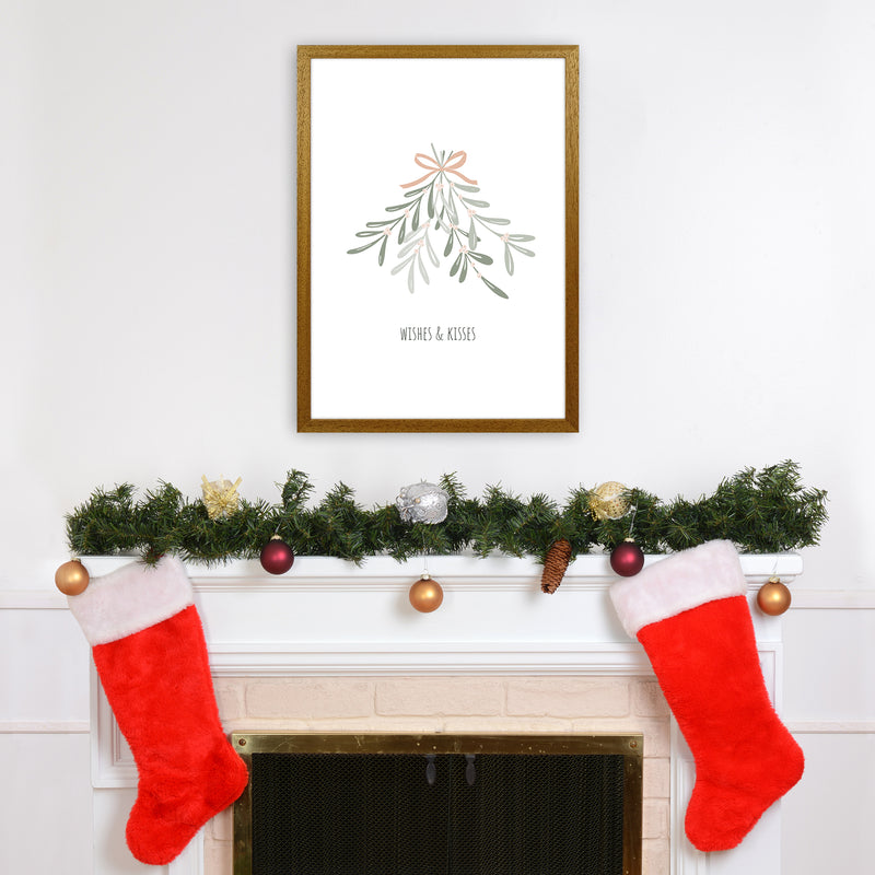 Wishes and kisses Christmas Art Print by Kookiepixel A2 Print Only