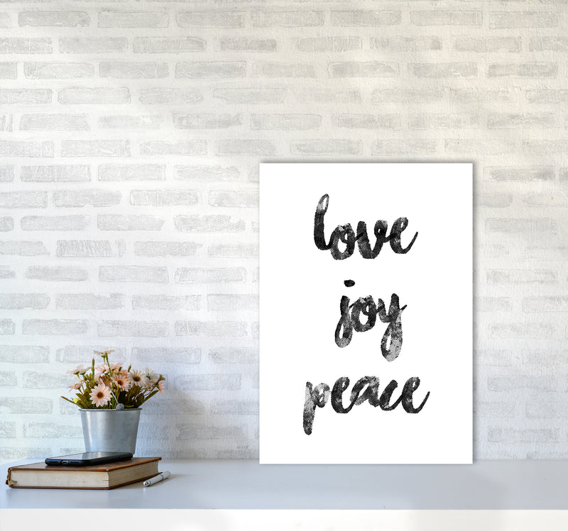 Love Joy Peace Quote Art Print by Kookiepixel A2 Black Frame